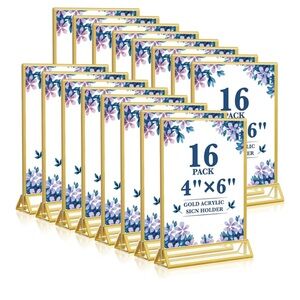 Gold Acrylic Sign Holder 14 Pack